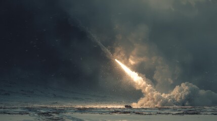 Captivating Image of Missile Launch in a Warzone