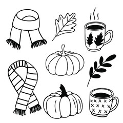 Cozy Autumn & Fall Season Vector Icon Pack &ndash; Leaves, Pumpkins, Halloween & More