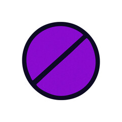 Purple circle with diagonal slash on black background