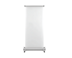 White Retractable Banner Stand on Transparent Background, PNG