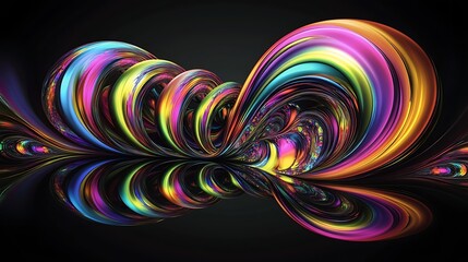 Colorful fractal swirl background with abstract lines and vibrant digital design
