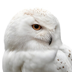 Fototapeta premium Elegant white owl in portrait mode and rounded face and soft feather texture and calm expression and isolated white background Batch realistic clean bright simple modern stock image isolated on pl