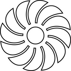 The image displays of simple stylized icon flower and geometric shapes likely part of turbines and vector illustration or graphic design. commonly used for creating logos patterns decorative element