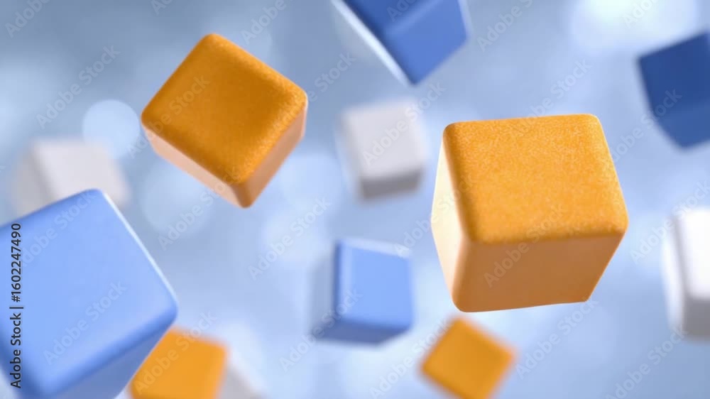 Poster floating cubes: an abstract composition of colorful cubes suspended in mid-air. they captivate with 
