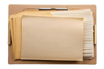 File folder with blank pages isolated on transparent background