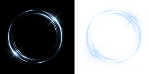 Neon, beam, curve, glowing, dynamic PNG with shiny swirl blue radial motion. Circular blue PNG with glow on transparent background. Overlay for bright futuristic design.