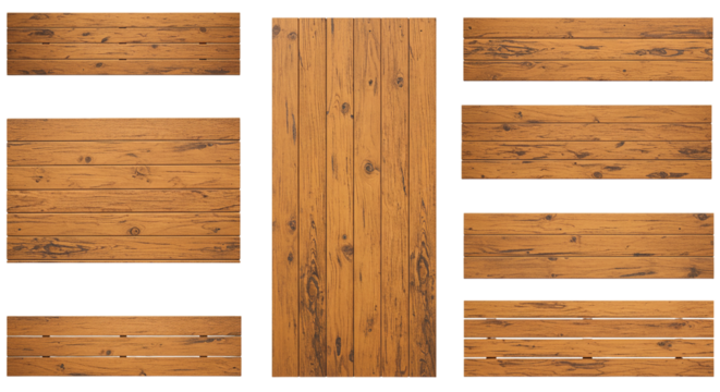 Plank board collection in natural texture for mockup designs banner template carpentry visual layout or construction branding in wood projects
