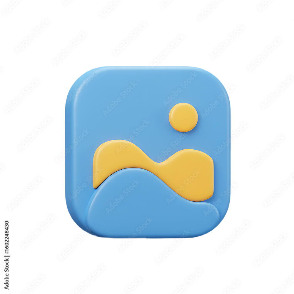 Fototapete 3d rendering abstract landscape icon with rounded square shape
