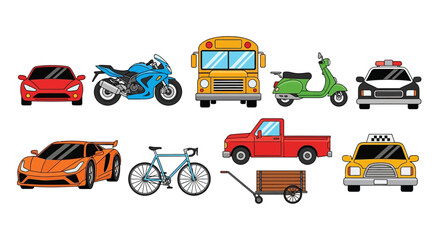 Fototapeta premium Diverse Collection of Vehicles and Transportation Methods