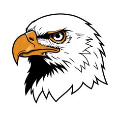 Fototapeta premium Illustration of a bald eagle head with a focused gaze and sharp features in profile view