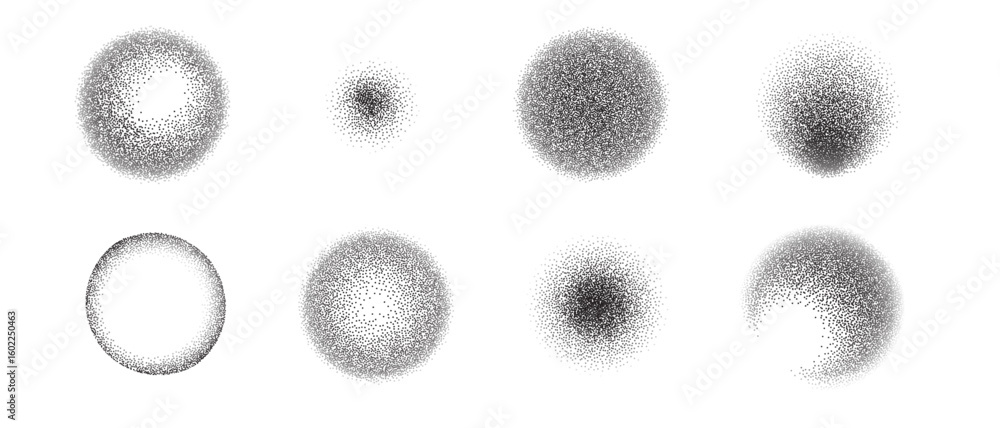 Poster dot grain spray gradient with noise or background pattern for vector shape and round brush. abstract