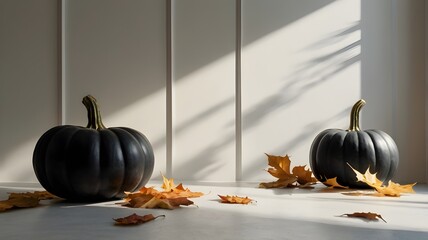Minimal Halloween Pumpkins with Window Light