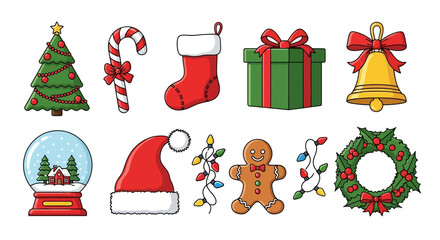 Fototapeta premium Festive Christmas Icons Collection for Holiday Celebration
