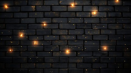 Black brick wall with soft golden lights