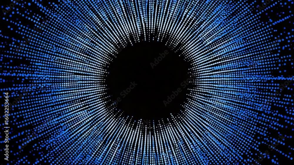 Poster digital eye: an abstract digital representation of the human eye, with a central void encircled by a
