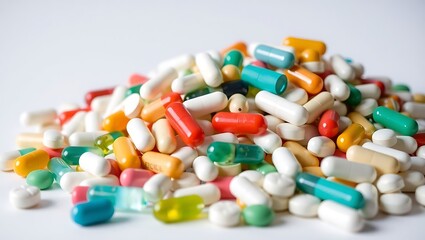 colorful pills on white background