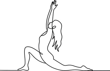 Woman practicing yoga in a low lunge pose with arms raised