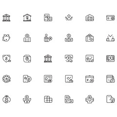 Business and shopping icon set with finance and communication symbols for web and digital use