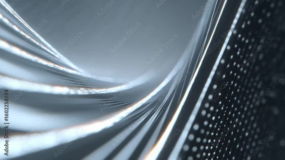 Poster abstract technology: a close-up view of swirling, metallic structures and integrated digital compone