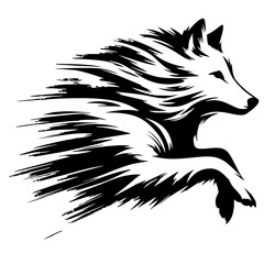 Portrait of a jumping wolf