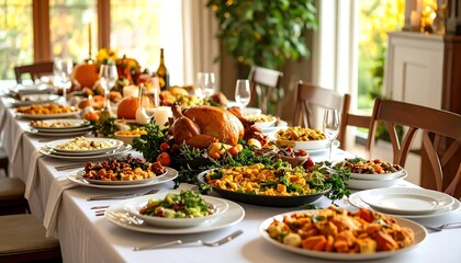 Thanksgiving feast, autumnal table
