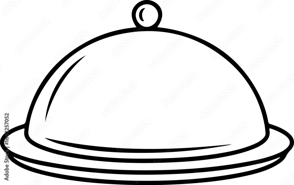 Poster simple line drawing of a covered serving dish with a round handle on top
