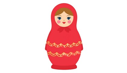 Red nesting doll, cartoon style