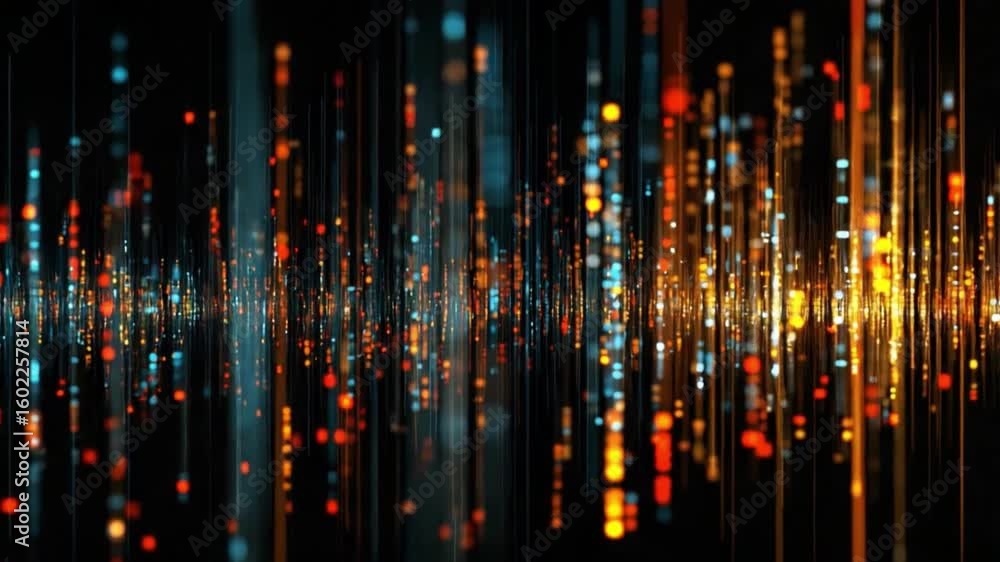 Poster digital data stream: a mesmerizing display of interconnected data streams in vibrant orange and blue