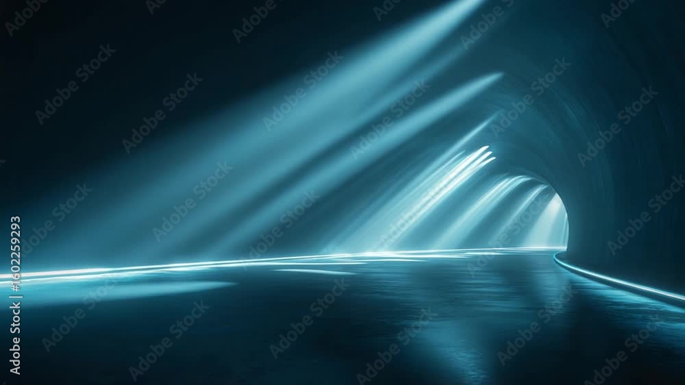 Poster illuminated tunnel: a mesmerizing perspective of an underground tunnel, bathed in ethereal light, cr