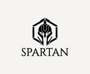  Modern Geometric Spartan Helmet Logo