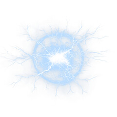 Lightning, blue, energy, electric, thunder &mdash; glowing electric spark PNG for visual energy. Round storm element PNG Overlay on transparent background for nature or tech theme