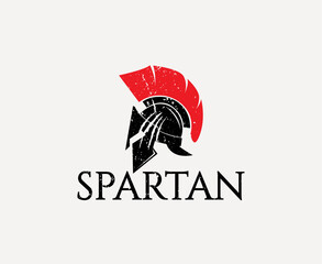  Spartan Helmet Warrior Logo - Distressed Red Crest