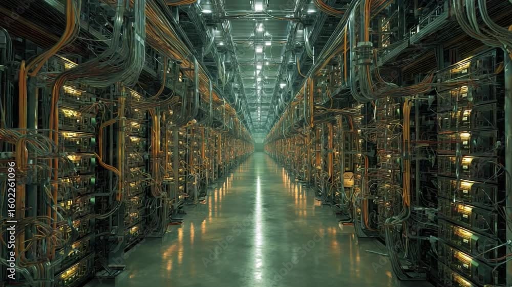 Poster server room data center: a captivating perspective of a cutting-edge data center, brimming with comp