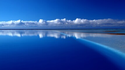 Tranquil reflection in a vast blue lagoon nature's beauty scenic landscape serene environment panoramic view peaceful concept