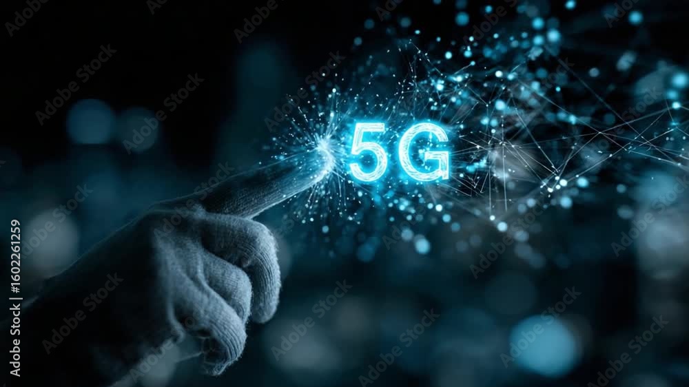 Poster 5g network innovation: a cutting-edge digital illustration visualizing the advent of 5g technology, 