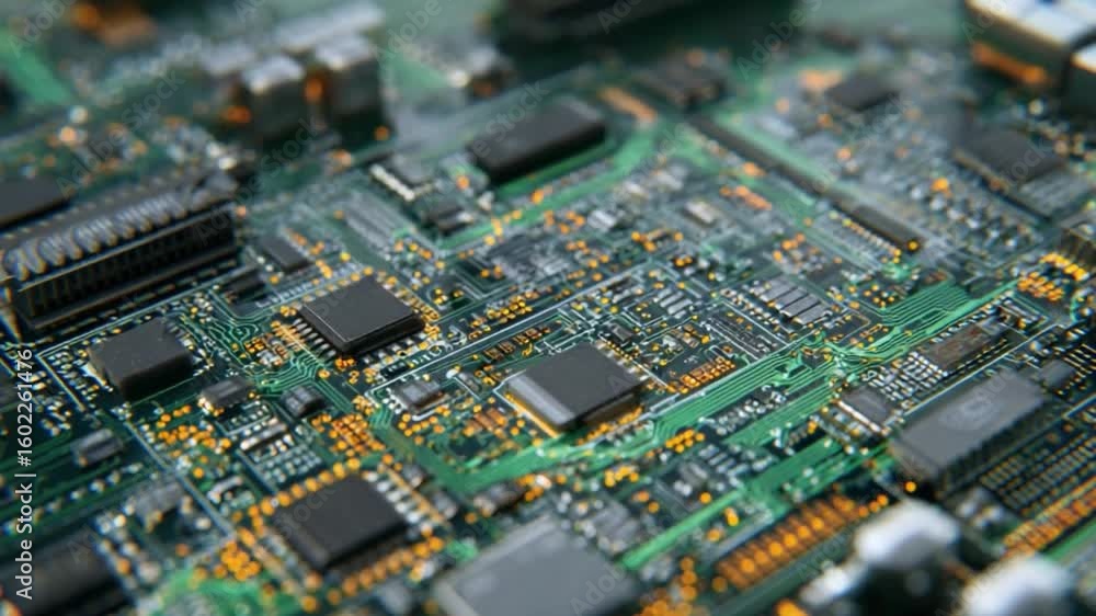 Poster circuit board close-up: the intricate details of a circuit board are displayed in stunning clarity, 
