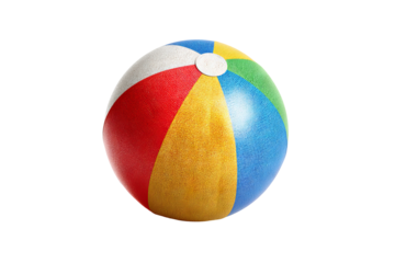 Vibrant 3D beach ball summer icon on transparent background — high‑resolution PNG cutout ideal for playful vacation design, kids pool party graphics, and sunny holiday marketing visuals