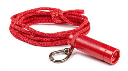Red whistle with lanyard authoritative and bold for coaching materials