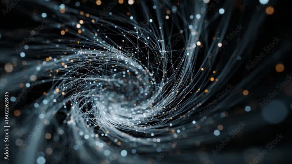 Poster whirlpool of data: a captivating visualization of data flow, where interconnected lines and luminous