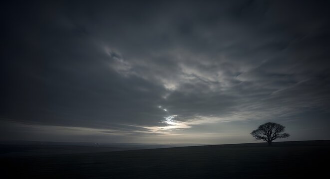 Solitary Tree Silhouette