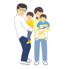 家族2世帯イラスト素材姿