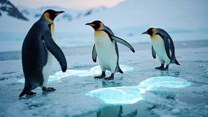 The artistic scene of penguins in nature