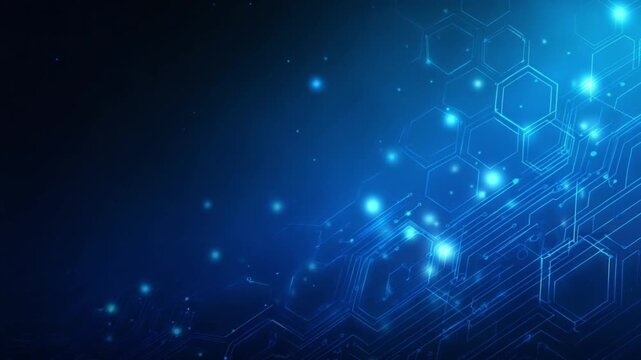 Abstract digital technology background: A vivid and captivating digital representation of a technological concept, blending bright blue hues with intricate geometric patterns.