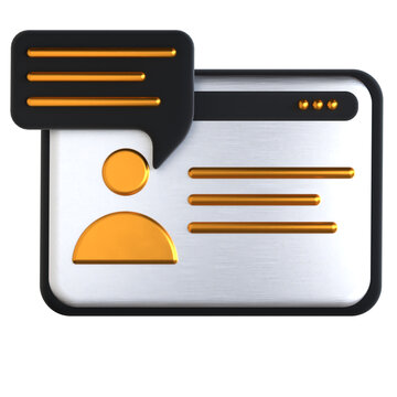 Virtual interview 3d icon black and gold design