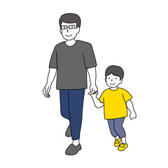 手を繋ぐ親子イラスト