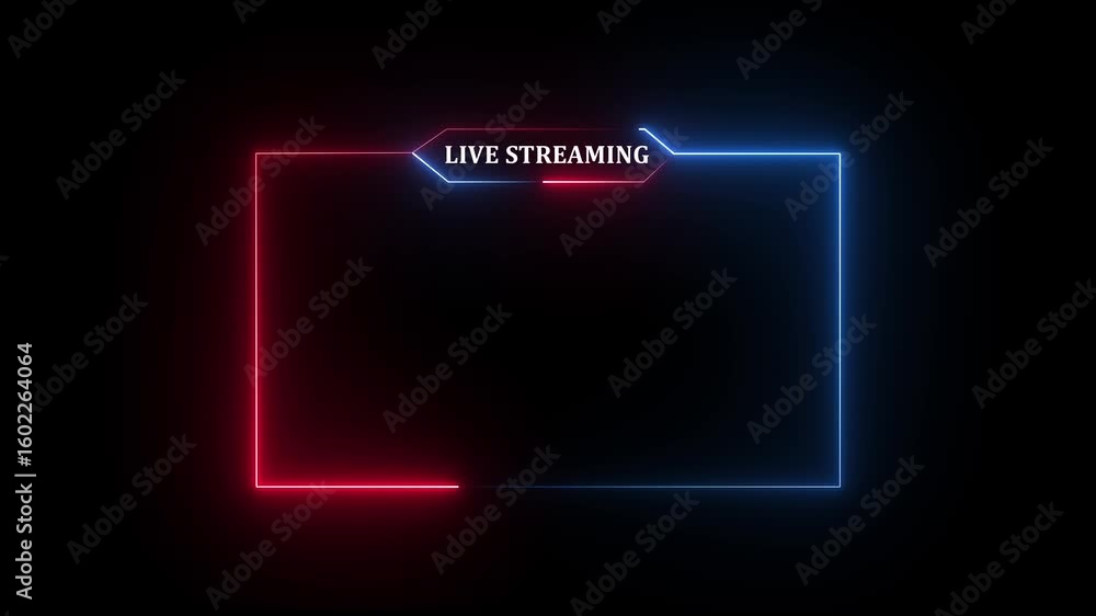 Fototapete live streaming neon text frame animation box frame neon frame live streaming game live stream overla