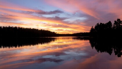 Obraz premium sunset over the lake