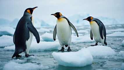 Fototapeta premium The artistic scene of penguins in nature