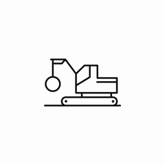 crawler crane wrecking ball icon sign vector