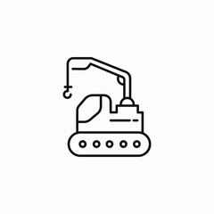 tracked crane hook icon sign vector